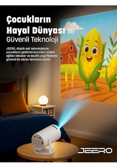 Jeero Hy300pro White 1080 Pixel Multimedia Ultra Hd Android 12 Projeksiyon Cihazı Türkçe Menü