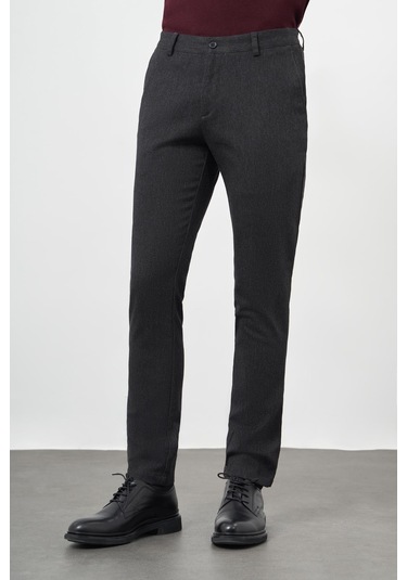 Siyah Düz Gabardin Pamuklu Yan Cep Slim Fit Casual Pantolon 1003245162 Siyah