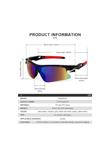 Flybuy Yol Sürüş Spor Siyah Mtb Koruyucu Güneş Gözlük Gözlüğü Gözlüğü Erkek Dağ Bisiklet 3 Fn Siyah