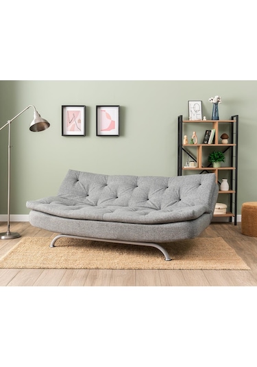 Pafu Rivo Üçlü Yataklı Koltuk - Keten Açık Gri Açık Gri