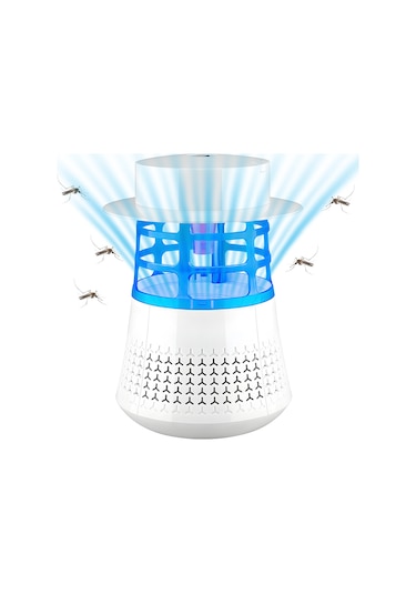 Vkemall Usb Girişli 7led Mor Işıklı Elektrikli Sinek Öldürücü, 360 İç/harici Kullanım, 20-80m² Çap, Yumuşak Fan, Hamile/bebe Uygun, Beyaz