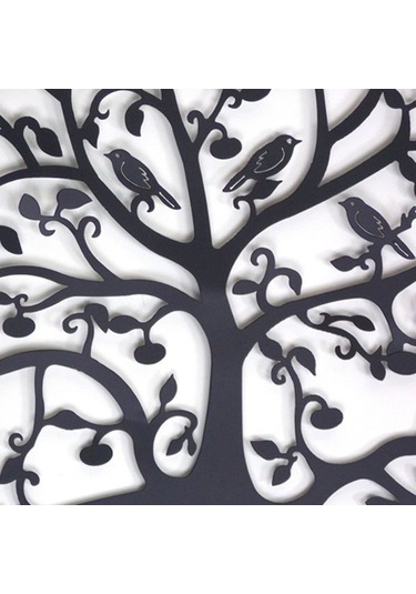Metal Hayat Ağacı Duvar Dekoru Siluet Sanatı Hediye İç Mekan Dış Mekan Bahçe Ev Dekorasyonu Siyah, 28x28cm