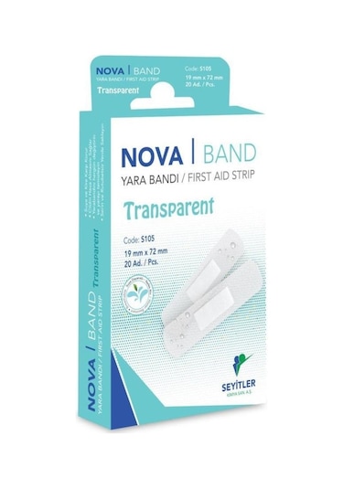 Nova Band Transparent Şeffaf Yara Bandı 20 Adet 1 Kutu