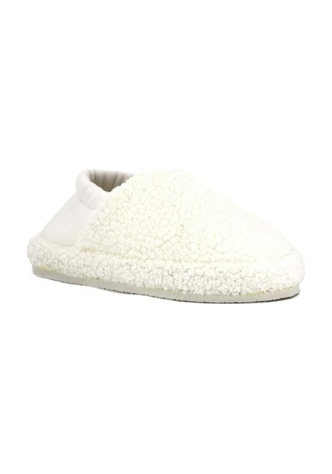 Pofuduk Arkası Lastikli Rahat Panduf Kadın Ev Terliği Yumoş Terlik Ekru