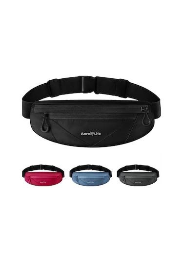 Koşu Kemeri, Kadınlar Ve Erkekler İçin Koşu Fanny Pack, Bel Paketi, Telefon Kemeri, Para Kemeri, Telefon, Anahtarlar Ve Kulaklıklar İçin 3 Cep, 23 "ila 44" Bel Boyutu, Tüm Telefonları Siyahla Takmak Siyah Siyah