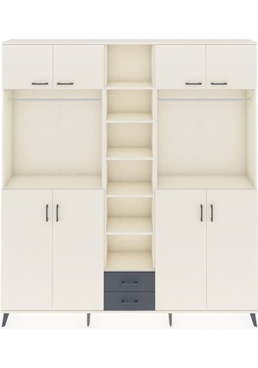 Arges Dolap 14 Raflı 2 Çekmeceli 2 Askılı 220x30x243 Aytaşı-aytaşı/antrasit Aytası/antrasıt