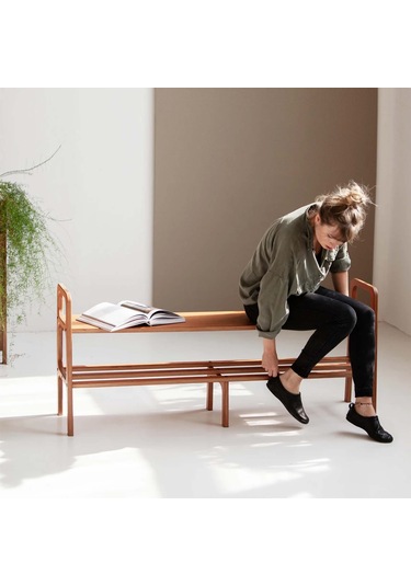 Woodesk Ponte Ahşap, Ayakkabılık Ve Raf Sistemi, 150x65, Tik Renk Teak