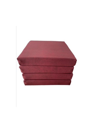 Sandalye Minderi Koltuk Minderi Su İtici Güneşe Dayanıklı Sandalye Minderi 50x50x8 Bordo 4 Adet Mavi