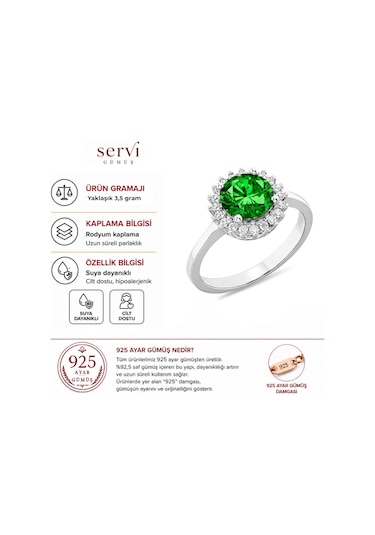 Servi 925 Ayar Gümüş Rainbow Taşlı Yüzük-60