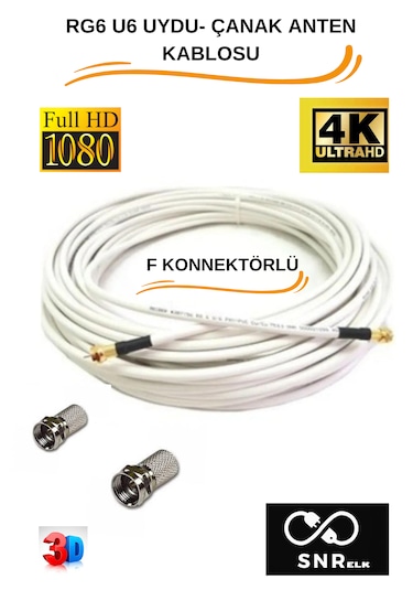 Snrelk 10 Metre Rg6/u4 Full Hd Anten Tv Çanak Uydu Lnb Kablos