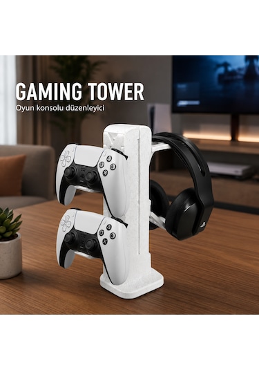 Gaming Tower Oyun Konsolu Düzenleyici Mermer Rengi