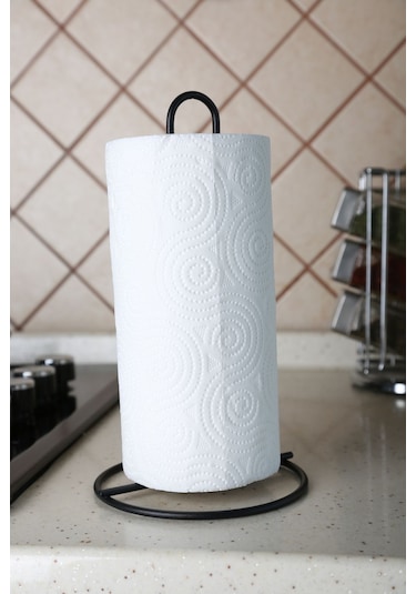 Multistore Siyah Metal Kağıt Havluluk Dik Havlu Peçetelik Standart Ve Büyük Boy Rulo Uyumlu Siyah