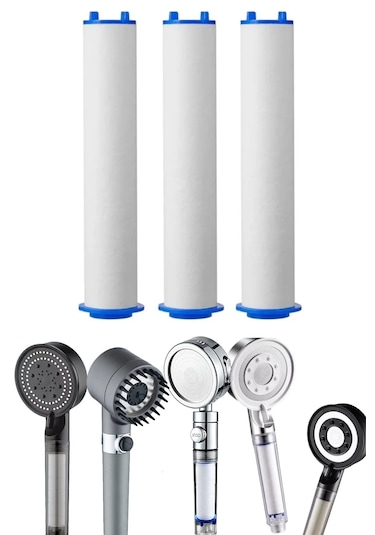 3'lü Yedek Duş Başlığı Filtresi - Görselde Ki Tüm Modellere Uyumludur Beyaz