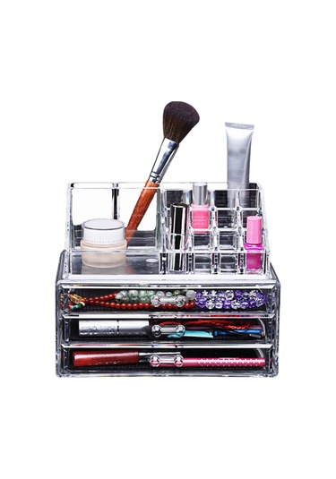 Mufunye Şeffaf Akrilik Makyaj Düzenleyici Saklama Kutusu Çok Katmanlı Ayrı Bölücüler Bölmeler Masaüstü Depolama Rafı Kozmetik Takı Ruj Standı Büyük Kapasiteli