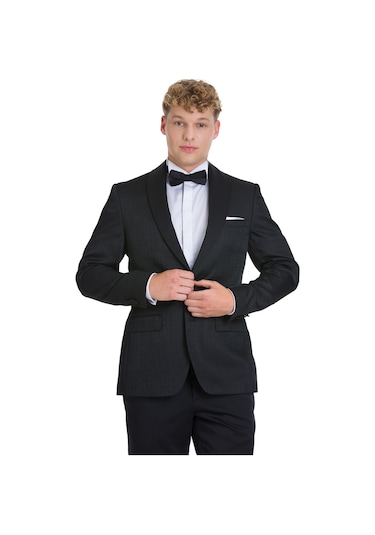 Hatemoğlu Siyah Slim Fit Çıkma Sivri Yaka Klasik Damatlık 36035 Siyah