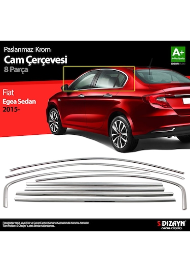 S-Dizayn Fiat Egea 2015 Üzeri SD Krom Cam Çerçevesi 8 Parça