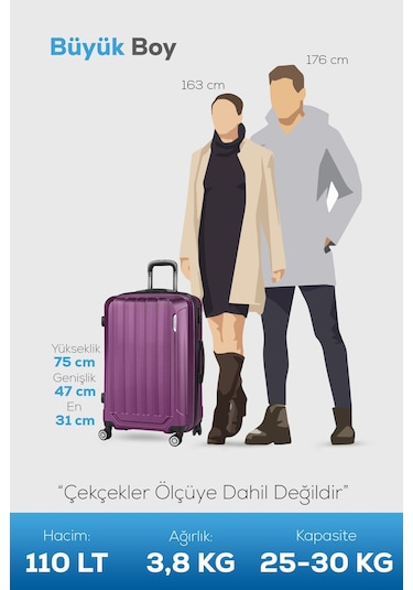 Spring Model Mor Renk Büyük Boy Valiz Bavul Mor