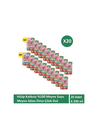 Hüüp Katkısız Karışık Kırmızı Meyve Suyu Elma Çilek Siyah Dut Limon X 20 Adet