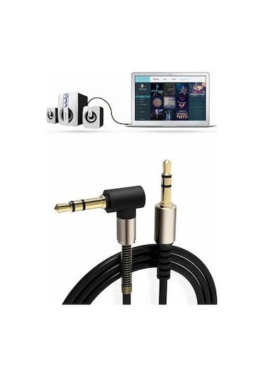 Ams Net 3.5mm Aux Kablosu Jak Erkek Erkek L Tipi 1 Metre Ses Aktarım Kablosu