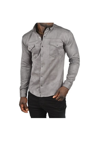Deepsea Erkek Füme Çift Cep Süet Gömlek 2302329 Füme