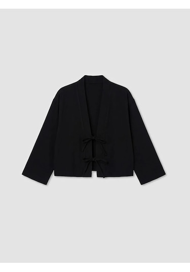 Lc Waikiki Siyah Şal Yaka Oversize Kadın Kimono