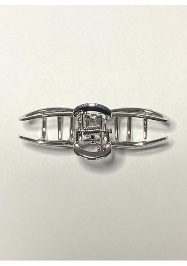 7 Cm Fiyonk Model Gümüş Saç Tokası Minimal Ve Zarif Metal Mandal Toka Gümüş