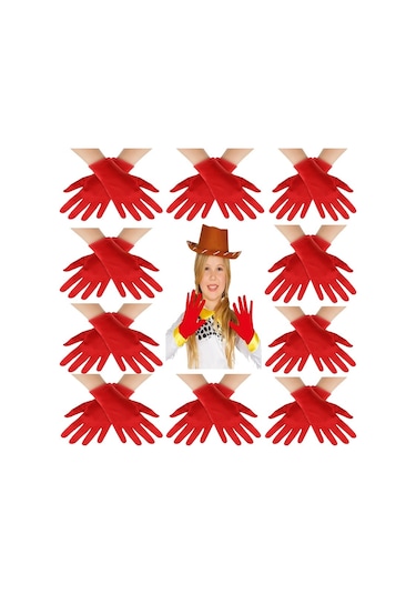 Kırmızı Renk Likralı 23 Nisan 29 Ekim 19 Mayıs Gösteri Bando Eldiveni 10 Çift 20 Adet