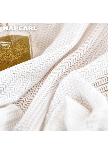 1 Adet Napearl İçi Boş Kılçık Desen Yatak Odası Pencere Sırf Perde W100cm X L130cm Kahverengi