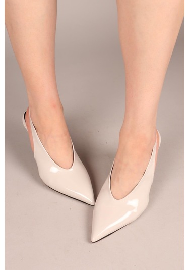 Yaleni Arkası Lastikli Rugan Stiletto Gri-8213 Gri