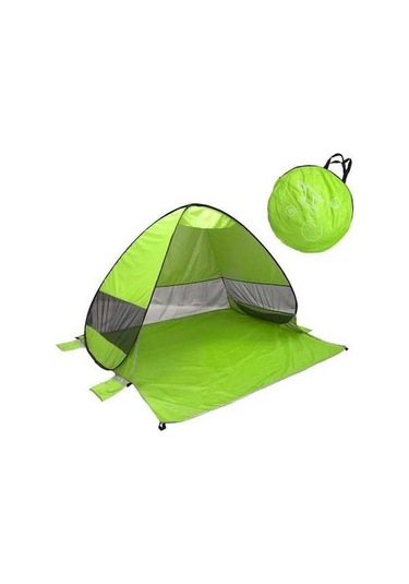Prestigegoods Otomatik Açılır Plaj Çadırı - Floresan Yeşil 190t Oxford Kumaş - 3 Tarafı Gazlı Bez Ağ Fıstık Yeşili