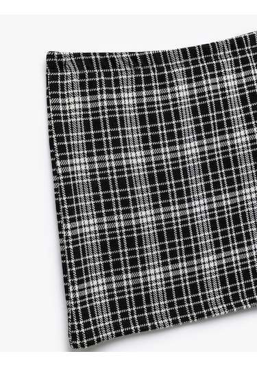 Koton Viskon Karışımlı Ekoseli Etek Siyah Ekose 6wkg70005ak Siyah Ekoseli