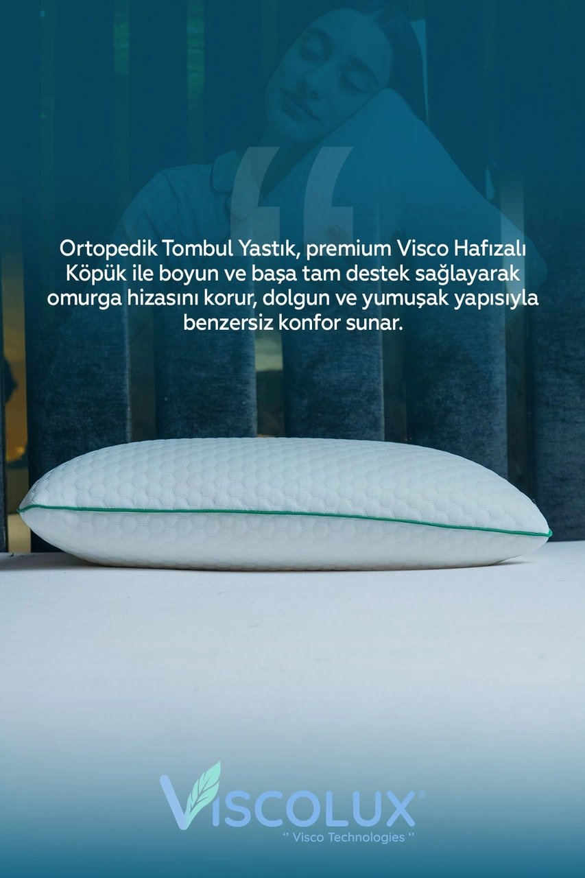Anadolu Tombul Ortopedik Yastık - Baş Ağrısı Önleyici Klasik Visco Yastık 60x40x15 Yeşil