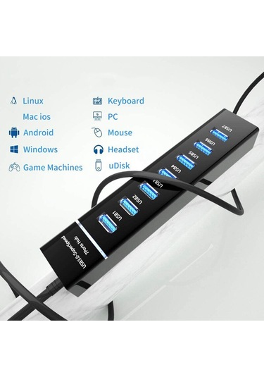 Apera AN-76 Usb 3.0 Super Speed 7 Port 5 Gbps Usb Çoklayıcı Hub 1 M