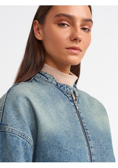 Dilvin Kar Yıkama Uzun Bomber Mont Tint Mavi