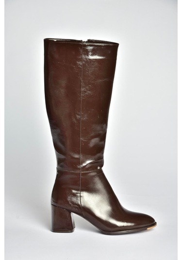 Fox Shoes J848300160 Kahverengi Rustik Kalın Topuklu Kadın Çizme Kahverengi