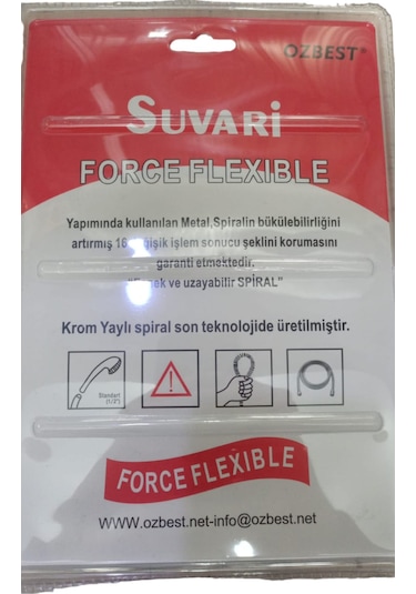 Özbest 2 Metre Spiral Çelik Örgülü Duş Hortumu Blisterli Paket