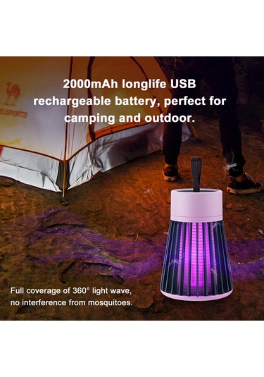 Monyee Gri Usb Şarjlı 2000mah Elektrikli Atıcı, 368nm Led-uv Işıkli Ev Ve Dış Mekan Kovucu, Bg-002 Modeli Gri