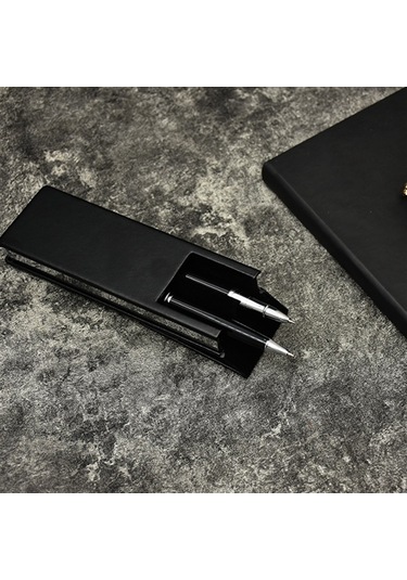 Kişiye Özel Premium Roller Ve Tükenmez Kalem Seti Tasarım Kutulu Siyah