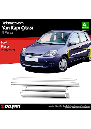 S-Dizayn Ford Fiesta  Krom Yan Kapı Çıtası 4 Prç 2006-2009