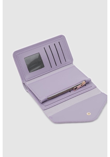 Zarf Detaylı Nakit Ve Bozuk Para Bölmeli Bayan Cüzdan-lila Lila