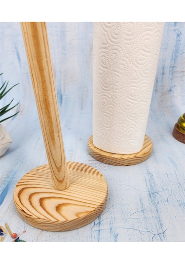 2 Ad Çam Ağacı Kağıt Havluluk Ahşap Peçetelik Mutfak Düzenleyici