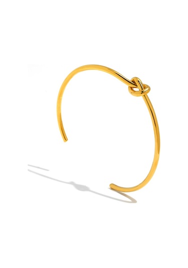 Gümüş Titanyum Paslanmaz Çelik Bilezikler Zarif Trendy Yuvarlak Dairesel Açık Düğüm Manşet Bileklik Kadınlar Takı Için