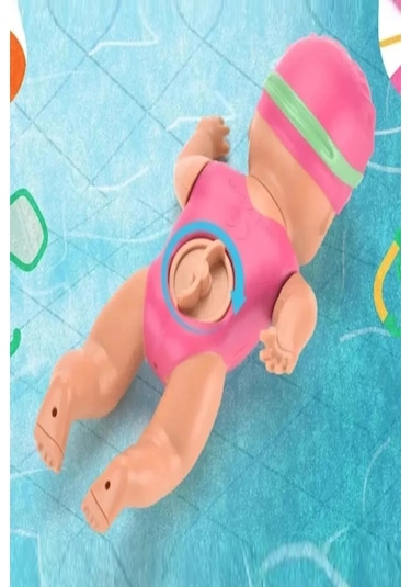 Oyuncak Kurmalı Yüzen Sporcu Bebek 14 Cm Eğlenceli Banyo Su Oyuncağı