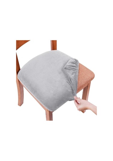Açık Gri Kadife Spandex Yemek Odası Sandalyesi Koltuk Döşemeli Yemek Sandalyesi İçin Çıkarılabilir Yıkanabilir Elastik Yastık Kapakları