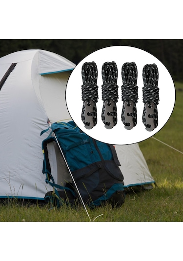 Suntek 4x Kamp Çadır Kordonları Yürüyüş Piknik Siyah Siyah