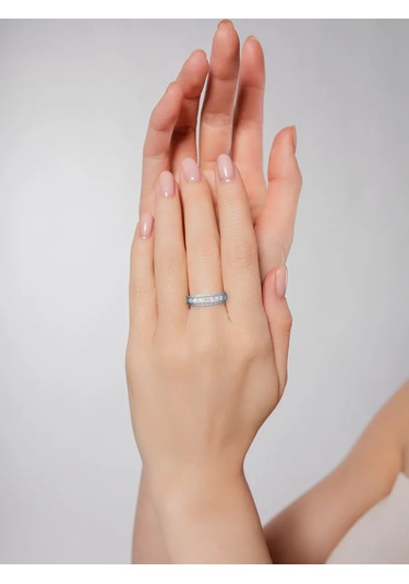 Lamponi Yol Halkası 925 Ayar Gümüş Zirkon Taşlı 203728694 Gri