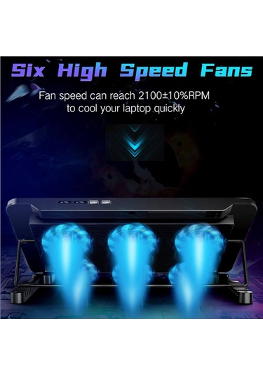 Coolcold F5 Oyuncu Notebook Soğutucu Stand 6 Fan Yükseklik Ayarlı