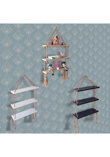 Tulip Life Hasır İpli Dekoratif Retro Doğal Halatlı Uçan Raf Tlpr01