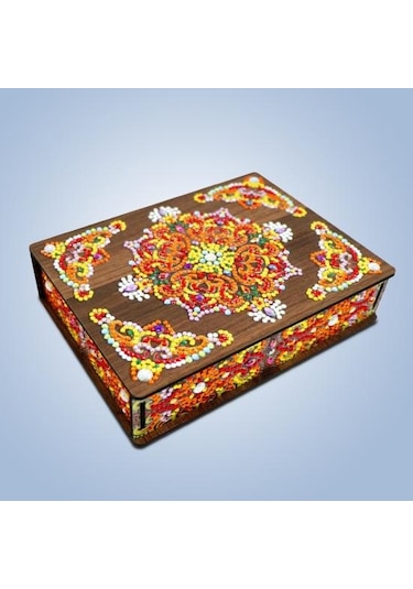 Dıy Elmas Boyama Saklama Kutusu Seti Köpüklü Toz Geçirmez Nakış Çapraz Dikiş Ahşap Kutu D