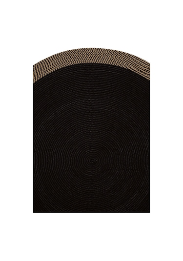 Cool Halı Luke 873 Siyah Yuvarlak Halı Bohem Örgü Hasır Kilim Dekoratif Mutfak Balkon Banyo Halısı